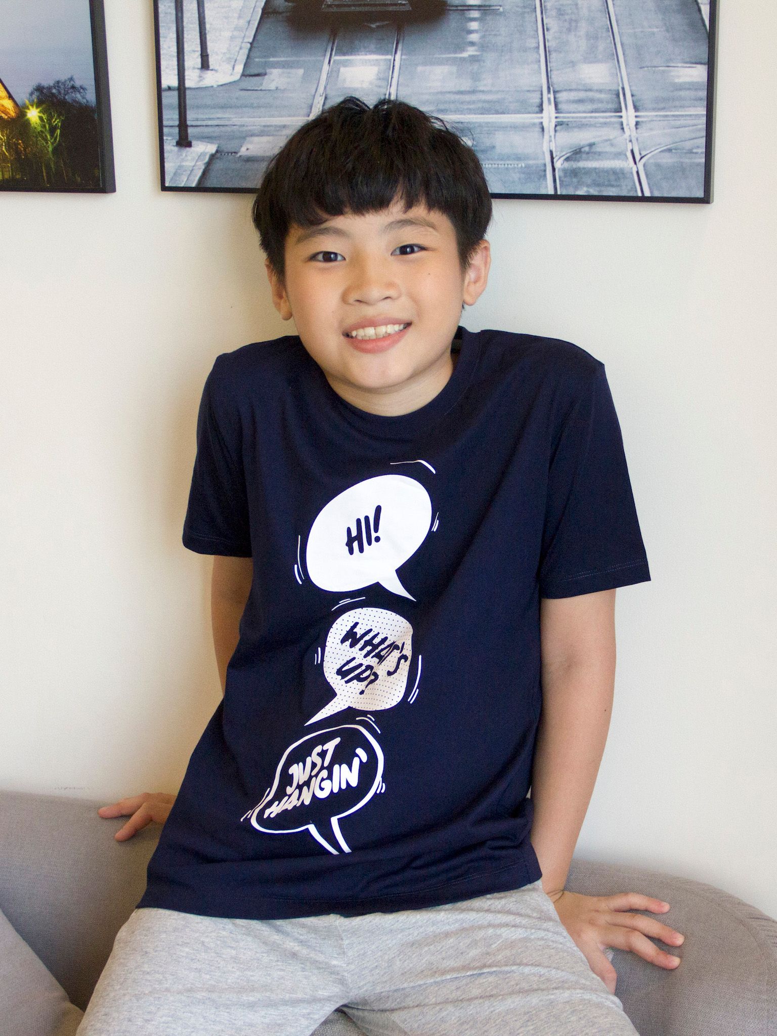 Đồ bộ mặc nhà áo navy quần ghi - Blue Seven