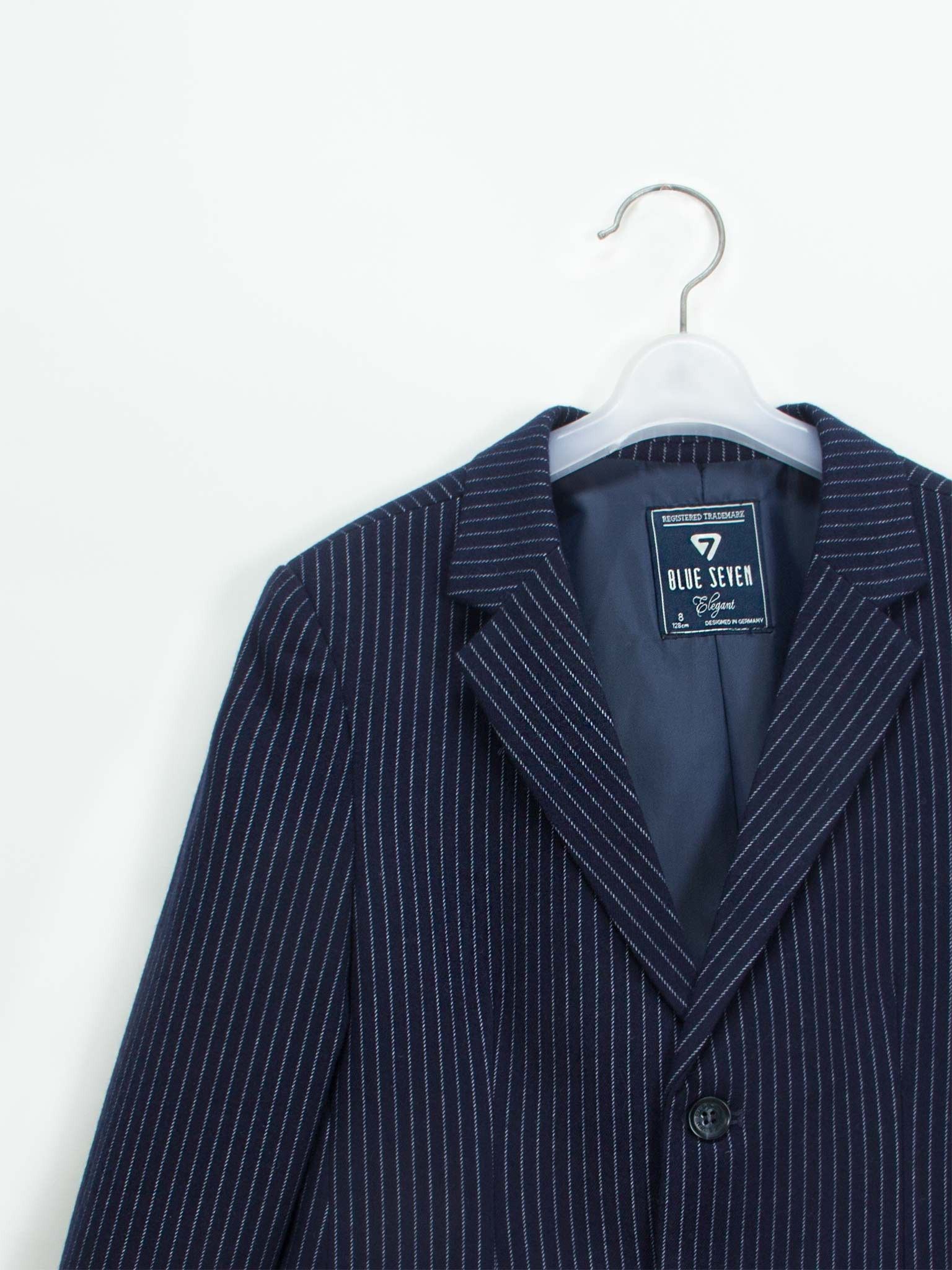 Áo vest dạ bé trai navy kẻ dọc trắng - Blue Seven