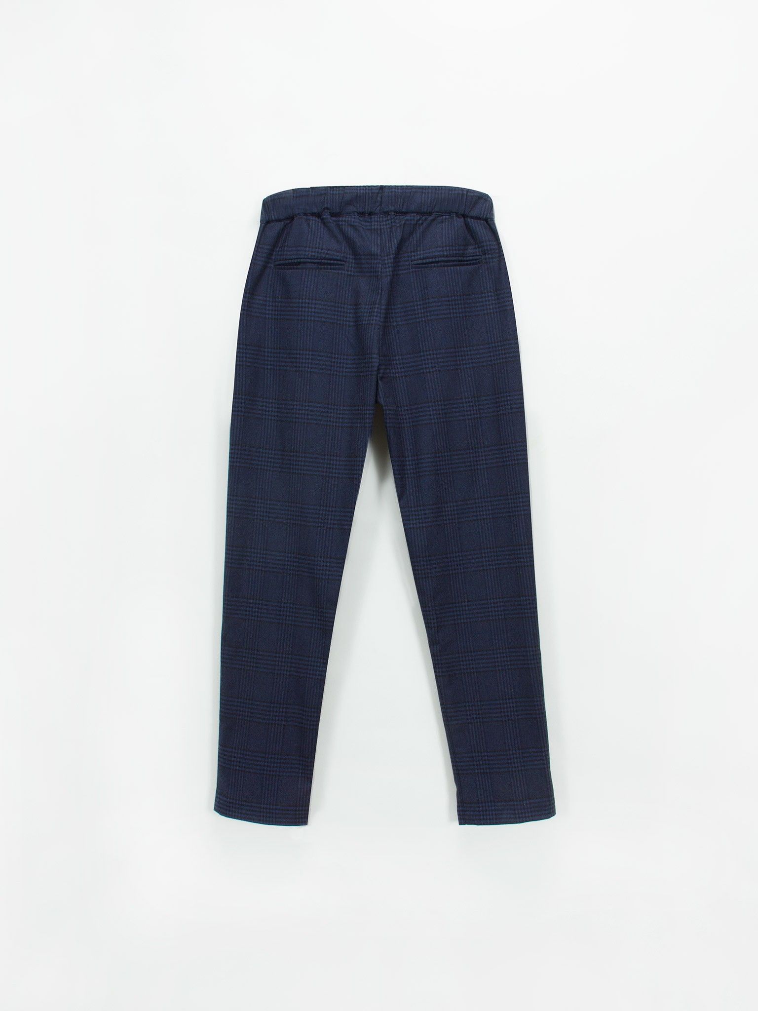 Quần vải kẻ ô bé trai cạp chun dây rút - Blue Seven