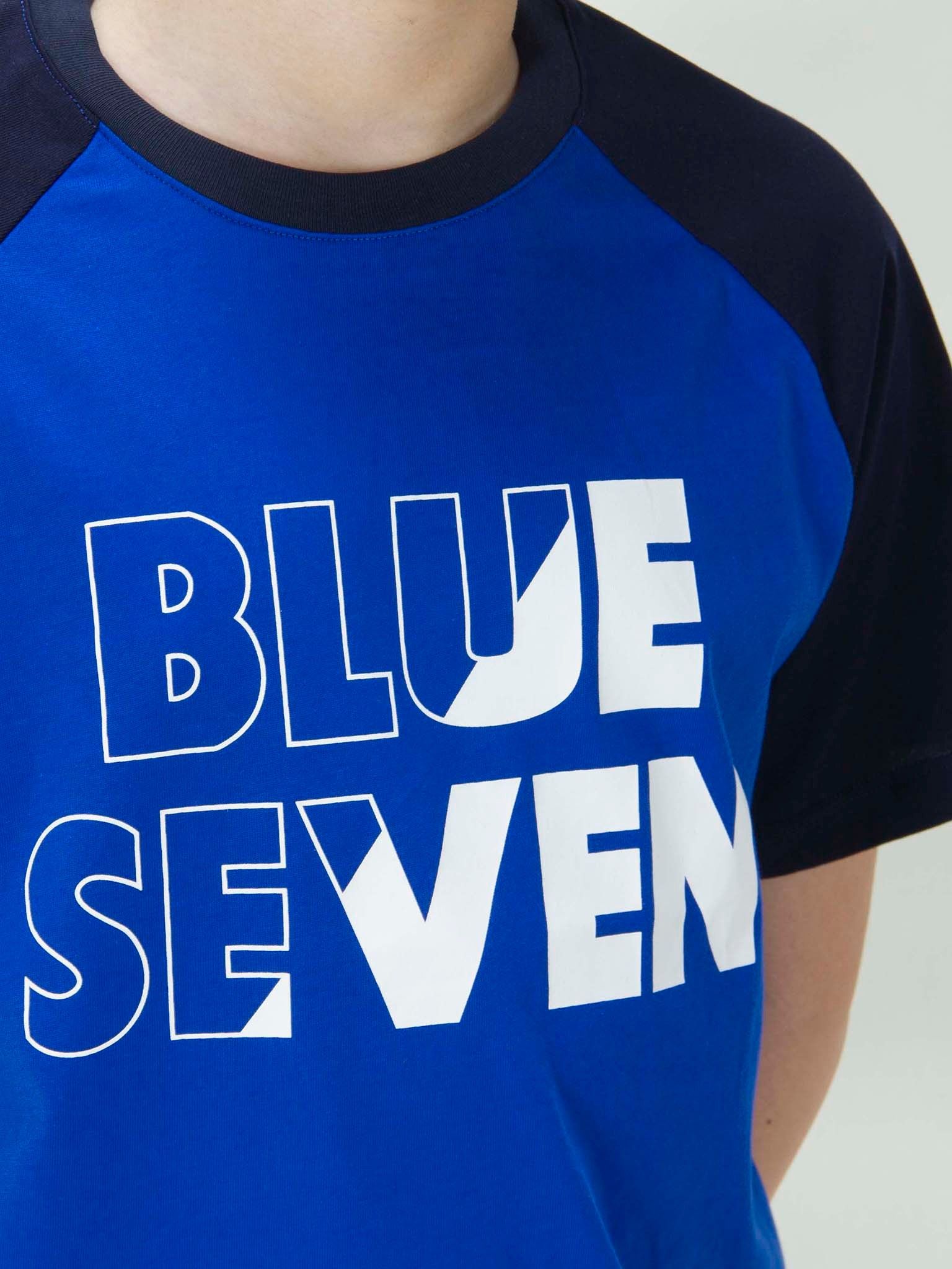 Áo phông bé trai màu xanh in chữ - Blue Seven
