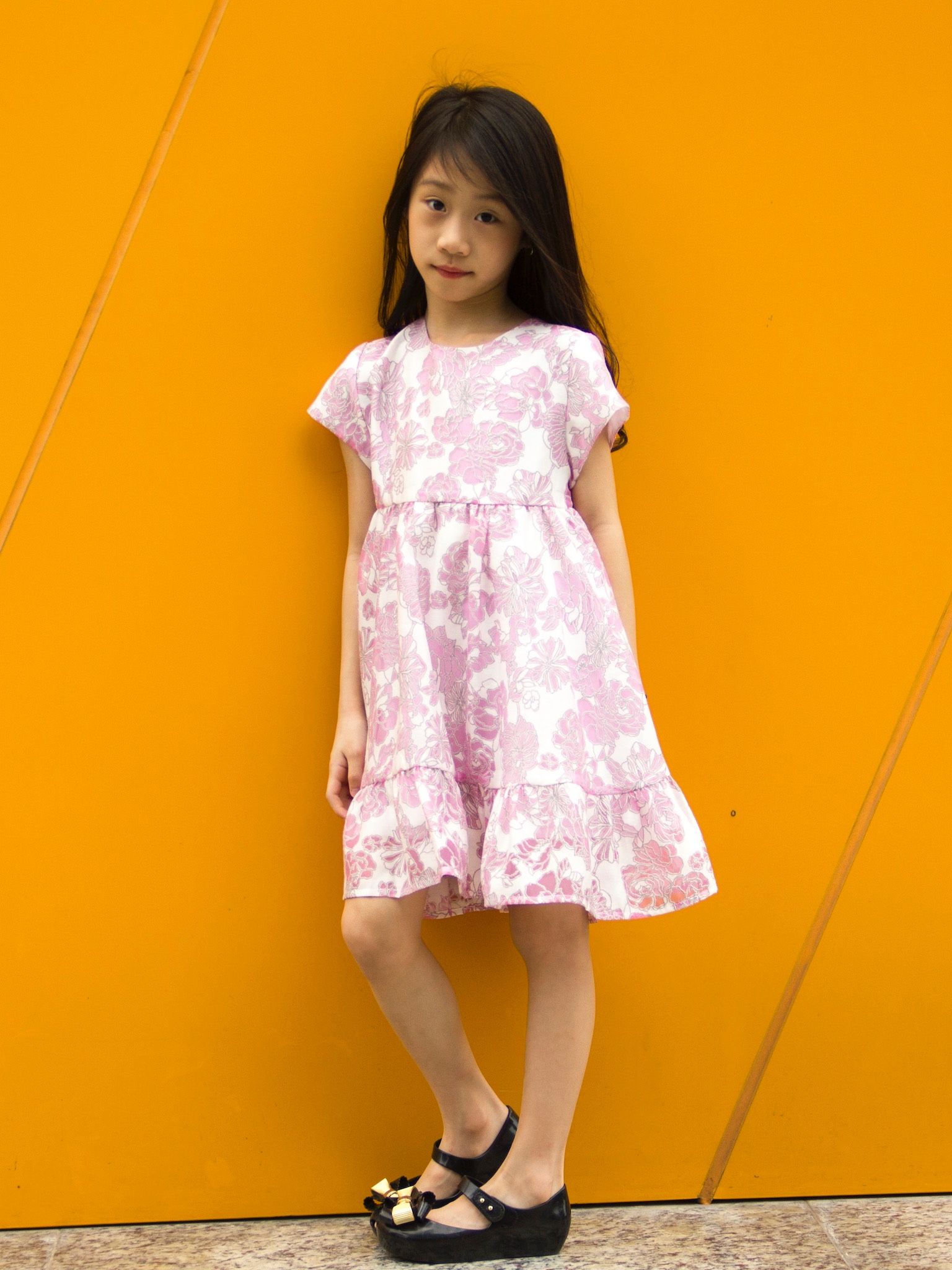 Váy ren kính hoa màu hồng - Blue Seven