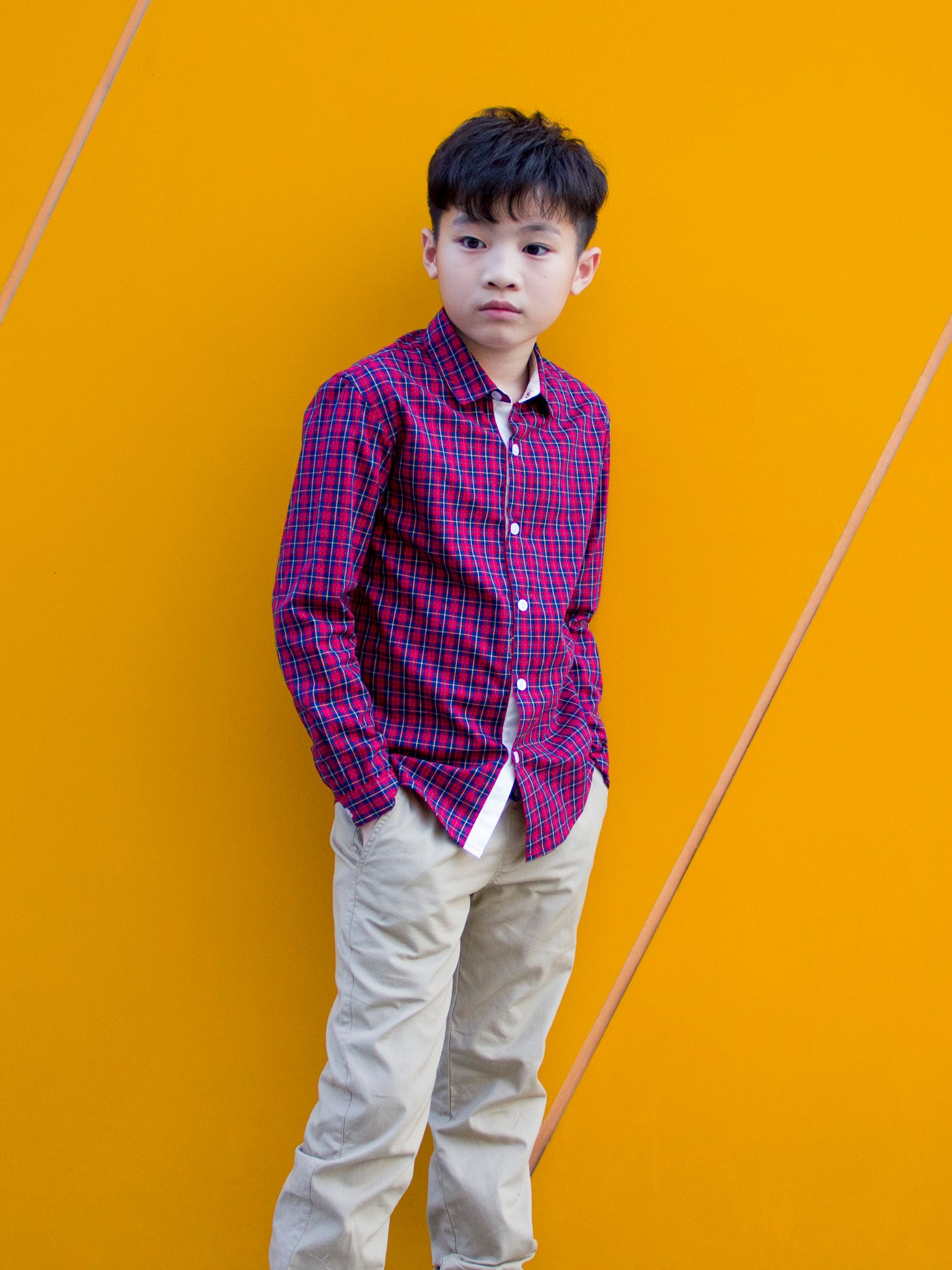 Quần kaki cạp chun màu be bo gấu - Blue Seven