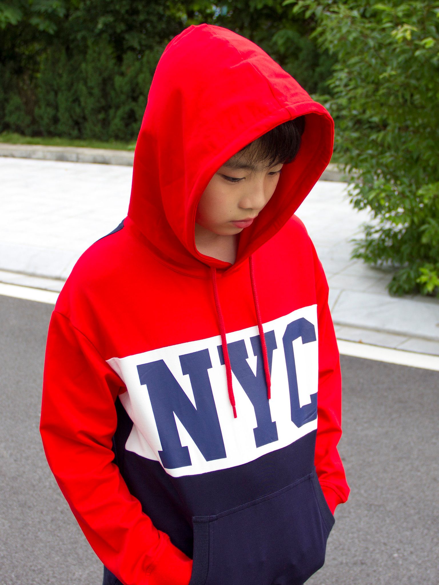 Áo nỉ bé trai phối 3 màu in chữ NYC - Blue Seven