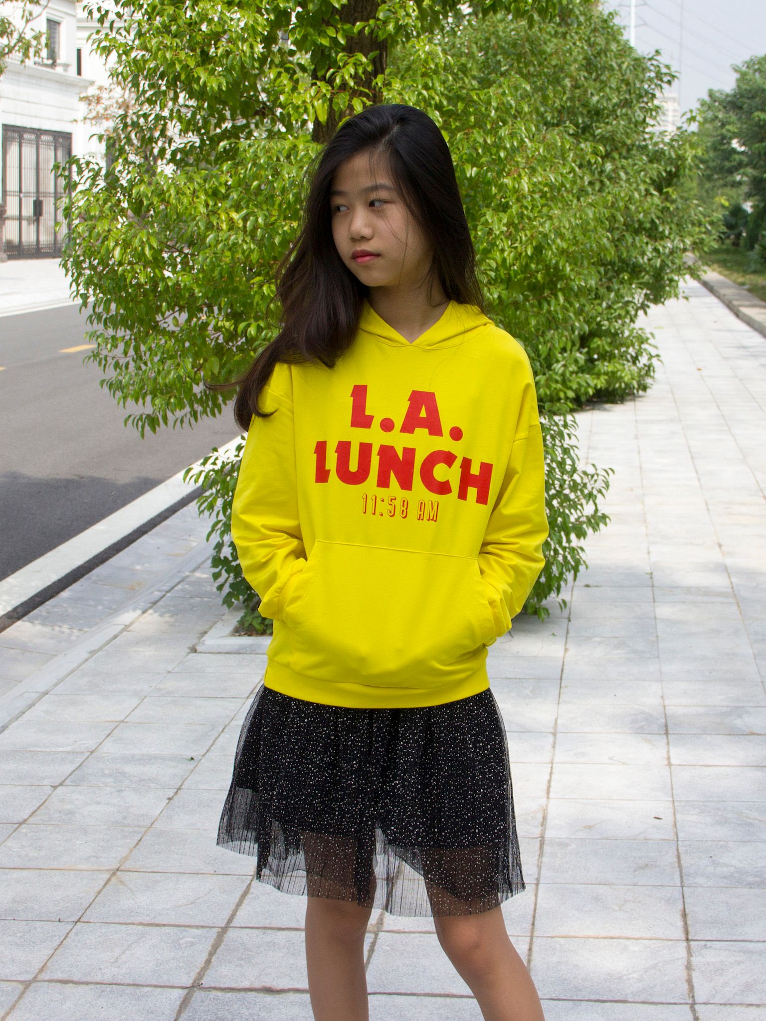 Áo nỉ bé gái màu vàng L.A.LUNCH - Blue Seven