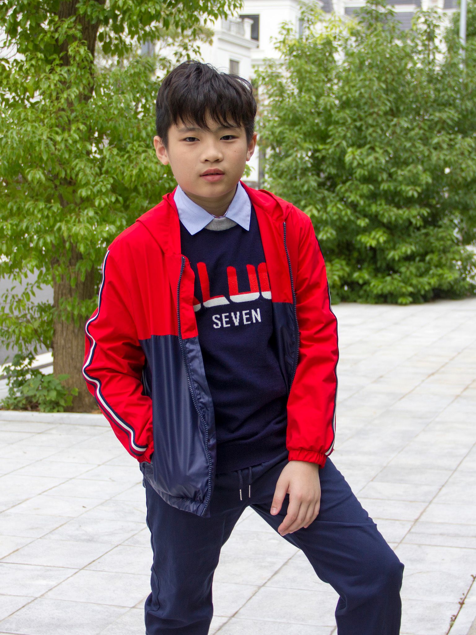 Áo khoác gió 2 lớp xanh đỏ - Blue Seven