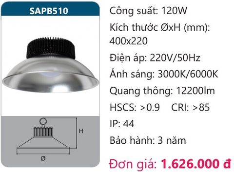  ĐÈN LED NHÀ XƯỞNG DUHAL 120W SAPB510 