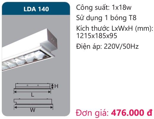 MÁNG ĐÈN ÂM TRẦN CHÓA PHẢN QUANG DUHAL LDA 140