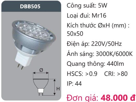 BÓNG ĐÈN GHIM LED DUHAL 5W DBB505