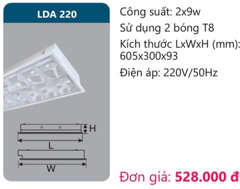  MÁNG ĐÈN ÂM TRẦN CHÓA PHẢN QUANG DUHAL LDA 220 