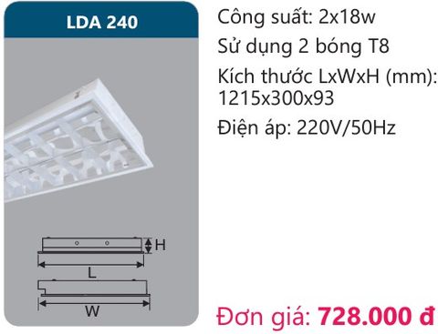  MÁNG ĐÈN ÂM TRẦN CHÓA PHẢN QUANG DUHAL LDA 240 