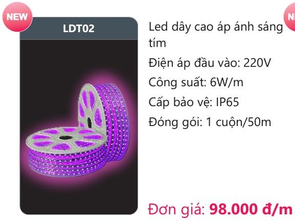 ĐÈN LED DÂY DUHAL ÁNH SÁNG TÍM LDT02