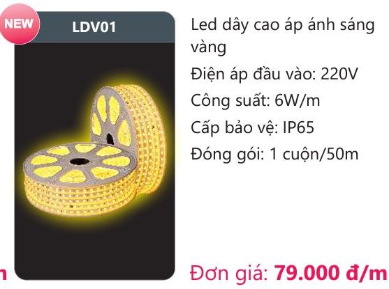 ĐÈN LED DÂY DUHAL ÁNH SÁNG VÀNG LDV01