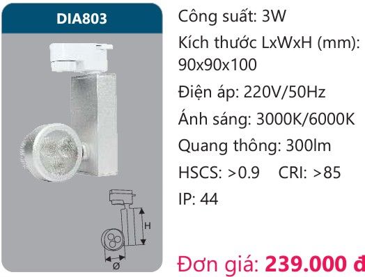 ĐÈN LED RỌI ĐIỂM GẮN THANH RAY DUHAL 3W DIA803