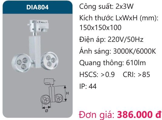 ĐÈN LED RỌI ĐIỂM GẮN THANH RAY DUHAL 2x3W DIA804