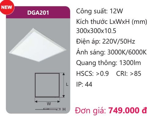  ĐÈN LED PANEL 300 x 300 DUHAL DGA201 