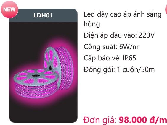 ĐÈN LED DÂY DUHAL ÁNH SÁNG HỒNG LDH01