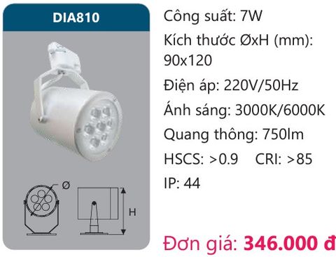  ĐÈN LED RỌI ĐIỂM GẮN THANH RAY DUHAL 7W DIA810 