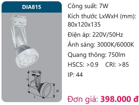 ĐÈN LED RỌI ĐIỂM GẮN THANH RAY DUHAL 7W DIA815