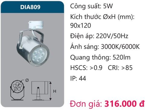  ĐÈN LED RỌI ĐIỂM GẮN THANH RAY DUHAL 5W DIA809 