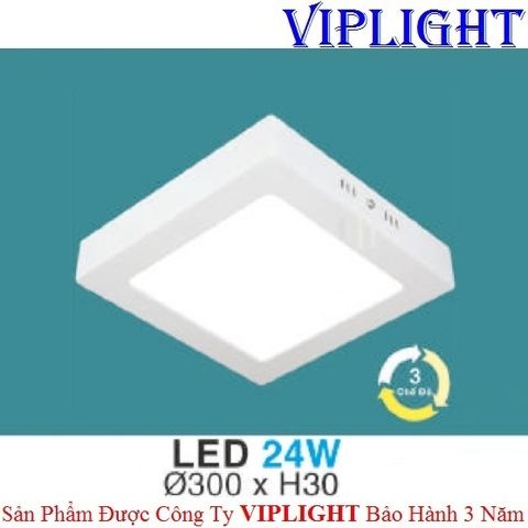  ĐÈN ỐP TRẦN, ĐÈN GẮN NỔI, ĐÈN ỐP NỔI _ VUÔNG PHI Ø300 LED 24W ĐỔI 3 MÀU MP 16 HUFA 