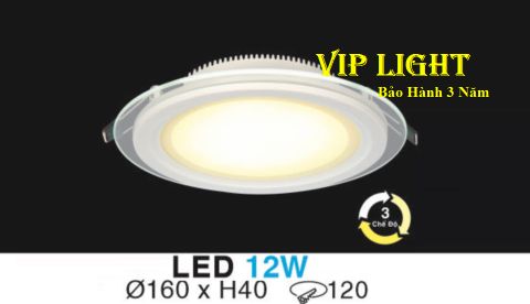  ĐÈN ÂM TRẦN KIẾNG ( MẶT KÍNH ) LED BA CHẾ ĐỘ ĐỔI MÀU 12W HUFA AT-59 LED 12W 3 MÀU 