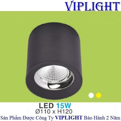  ĐÈN LON LED, ĐÈN LON GẮN NỔI, ĐÈN LON ỐP TRẦN_THÂN TRÒN ĐEN LED 15W LN-61 