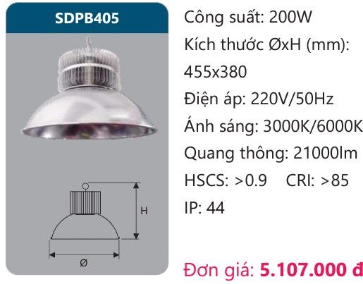 ĐÈN LED NHÀ XƯỞNG 200W DUHAL SDPB405
