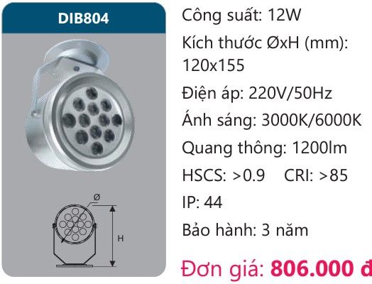 ĐÈN LED CHIẾU ĐIỂM ĐẾ NGỒI GẮN TRẦN DUHAL 12W DIB804