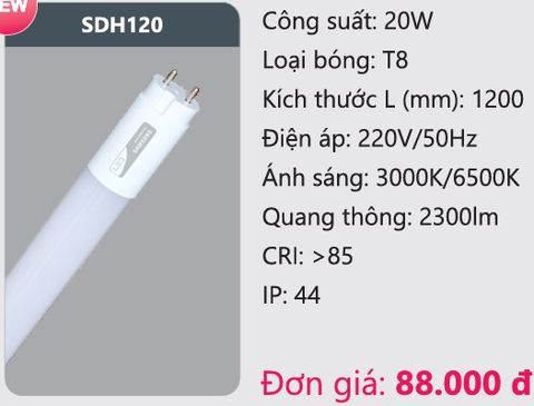  BÓNG ĐÈN TUÝP LED 20W DUHAL SDH120 / 1M2 