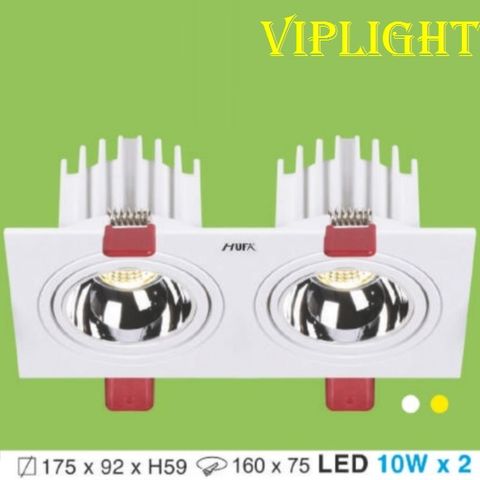  ĐÈN ÂM TRẦN MẶT VUÔNG ĐÔI 2 BÓNG AT-180 LED 10Wx2 