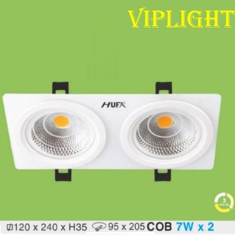  ĐÈN ÂM TRẦN MẶT VUÔNG ĐÔI 2 BÓNG LED COB 3 CHẾ ĐỘ AT-184 7WX2 