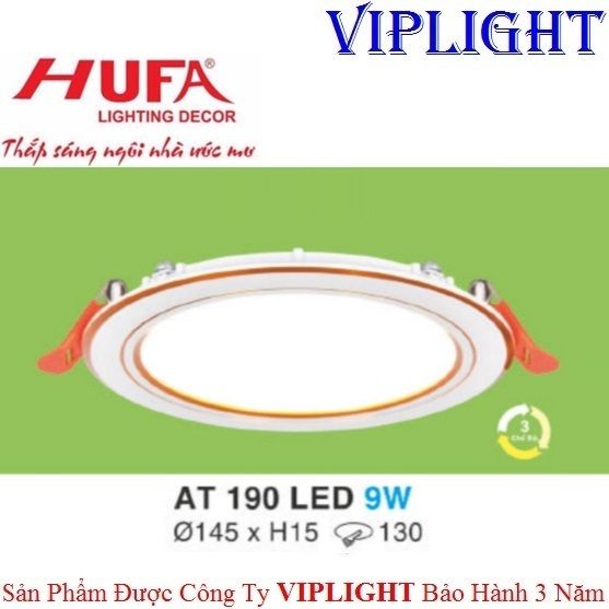 ĐÈN ÂM TRẦN MỎNG VIỀN VÀNG HUFA LED 9W BA CHẾ ĐỘ AT 190 LED 9W 3 MÀU