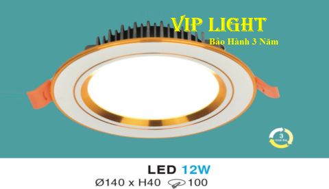  ĐÈN ÂM TRẦN VIỀN VÀNG LED 12W BA 3 MÀU HUFA AT114 LED 12W 