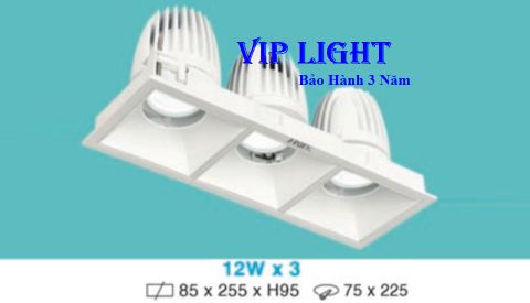  ĐÈN ÂM TRẦN VUÔNG LED CHIẾU ĐIỂM 36W 3 BA BÓNG HUFA AT-150 12WX3 