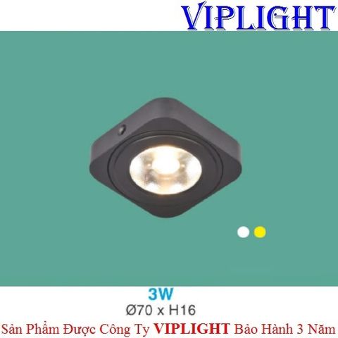  ĐÈN LED MINI GẮN NỔI KỆ TỦ 3W Ø70 MÀU ĐEN 