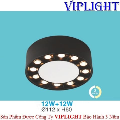  ĐÈN LON GẮN NỔI THIẾT KẾ 2 VIỀN LED 12W+12W 