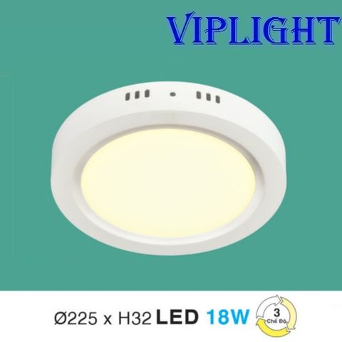  ĐÈN ỐP TRẦN ( GẮN NỔI - ỐP NỔI ) LED 3 BA MÀU 18W TRÒN MP-21 