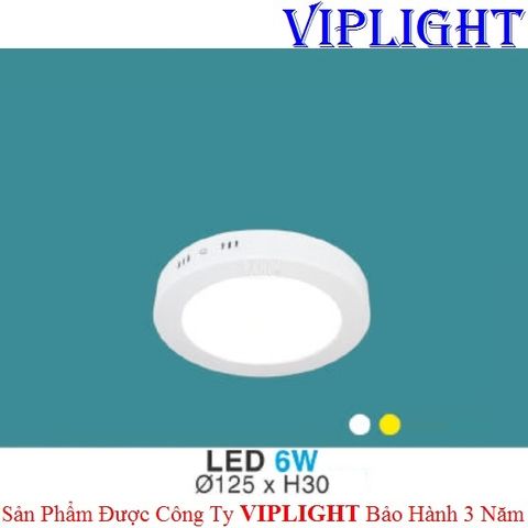  ĐÈN ỐP TRẦN, ĐÈN GẮN NỔI, ĐÈN ỐP NỔI _ TRÒN PHI Ø125 LED 6W MP 01 HUFA 