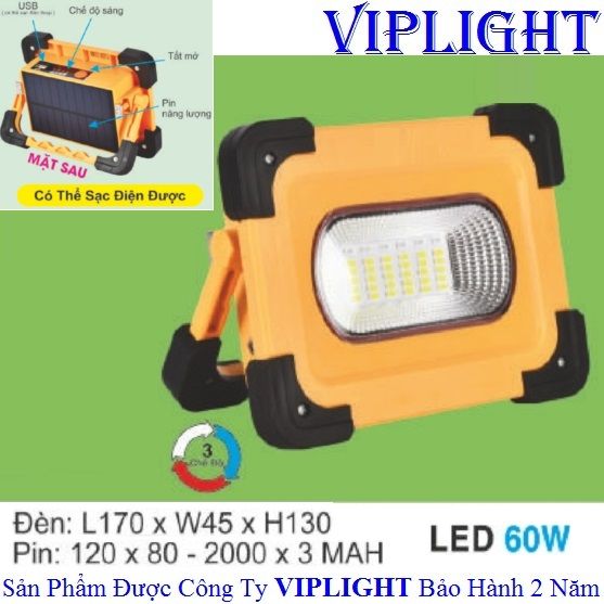 ĐÈN PHA NĂNG LƯỢNG LƯU ĐỘNG FNL-14 LED 60W (CÓ THỂ SẠC ĐIỆN)