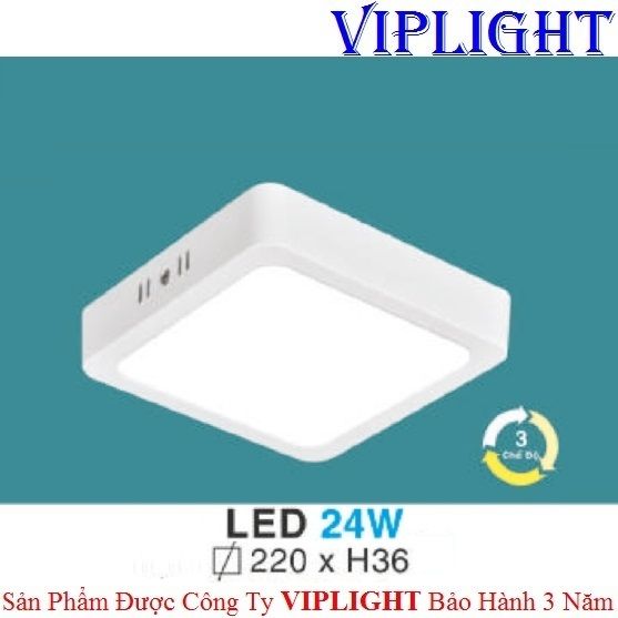 ĐÈN LED ỐP TRẦN, ĐÈN LED GẮN NỔI, ĐÈN LED ỐP NỔI _ VUÔNG PHI Ø220 ĐỔI MÀU 24W MP 30 HUFA