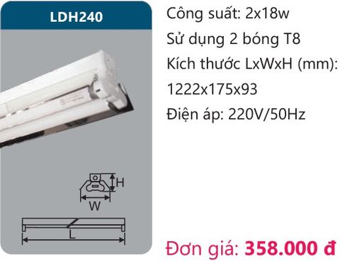  MÁNG ĐÈN CÔNG NGHIỆP CHÓA PHẢN QUANG DUHAL LDH240 