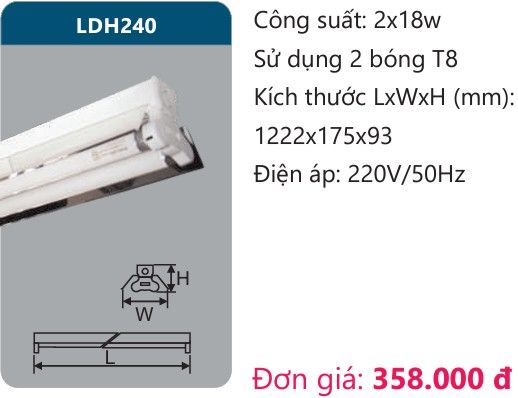 MÁNG ĐÈN CÔNG NGHIỆP CHÓA PHẢN QUANG DUHAL LDH240