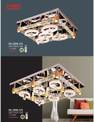  ĐÈN MÂM LED ỐP TRẦN ML 2058 CN, ML 2086 CN 