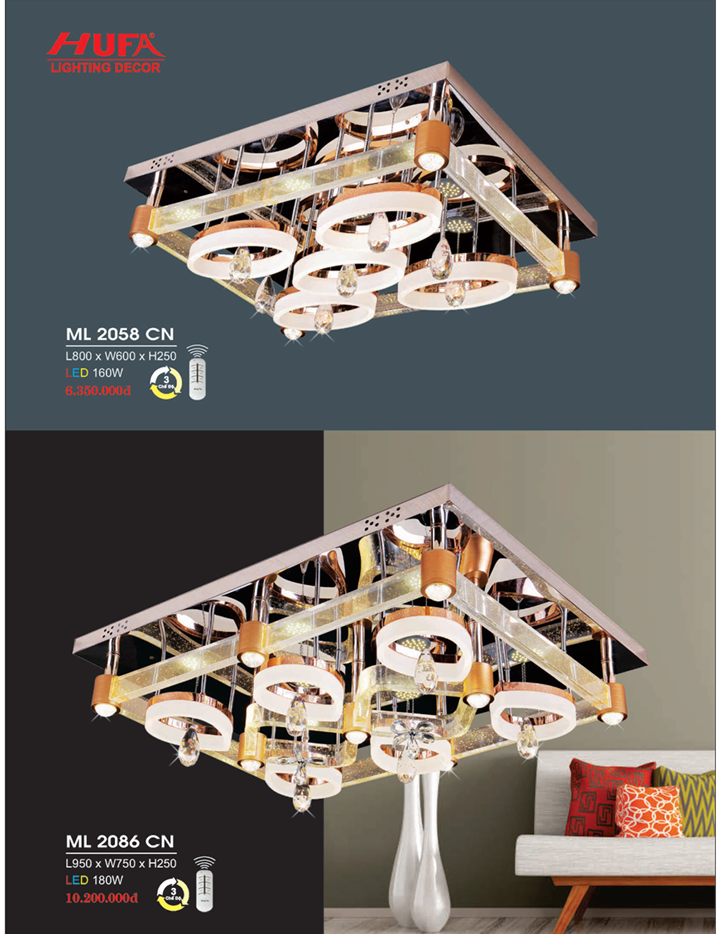 ĐÈN MÂM LED ỐP TRẦN ML 2058 CN, ML 2086 CN