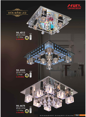  ĐÈN MÂM LED ỐP TRẦN ML 4012, ML 6023, ML 6678 