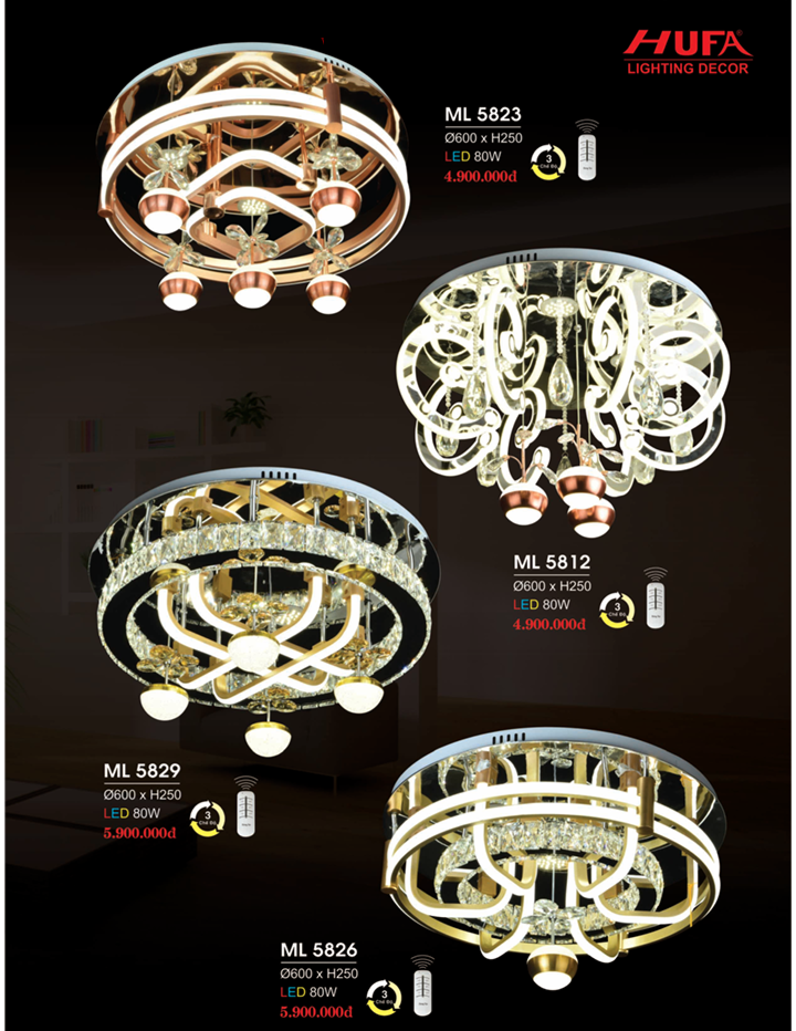 ĐÈN MÂM LED ỐP TRẦN ML 5832, ML 5812, ML 5829, ML 5826