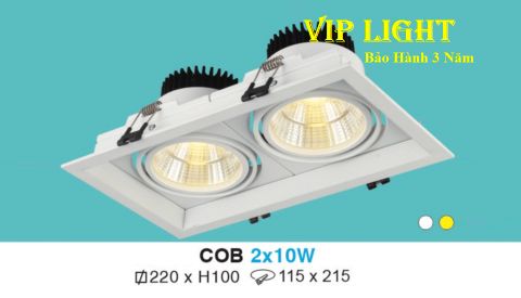  ĐÈN ÂM TRẦN VUÔNG LED COB CHIẾU ĐIỂM 20W 2 HAI BÓNG HUFA AT-99 COB 2X10W 