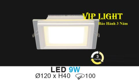  ĐÈN ÂM TRẦN KIẾNG ( MẶT KÍNH ) VUÔNG LED BA CHẾ ĐỘ ĐỔI MÀU 9W HUFA AT-62 LED 9W 3 MÀU 