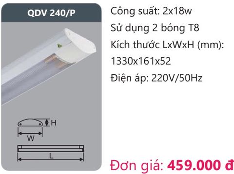  MÁNG ĐÈN ỐP TRẦN CHỤP MICA DUHAL QDV 240/P 