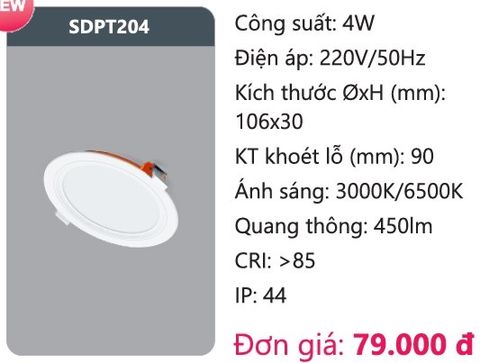  ĐÈN LED PANEL ÂM TRẦN DUHAL SDPT204 / 4W 